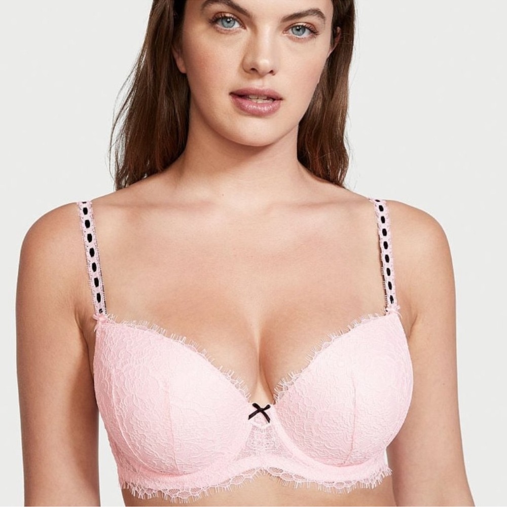 Victoria's Secret Pink Lace ribbon slot dream angels bra